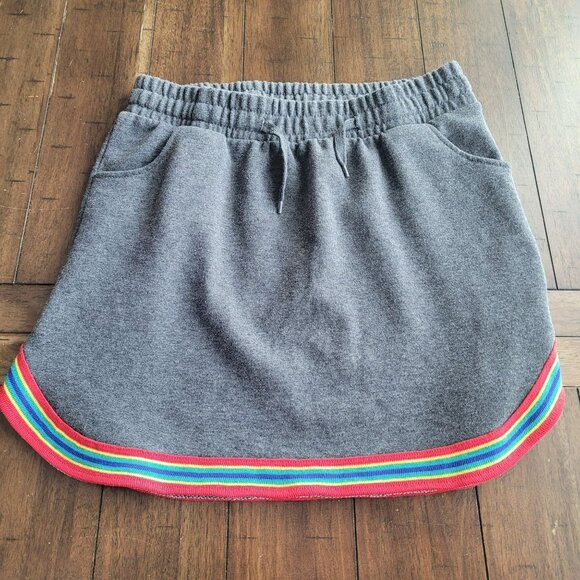 Hot Topic Gray Rainbow trim jersey Mini Skirt size M - Picture 1 of 3